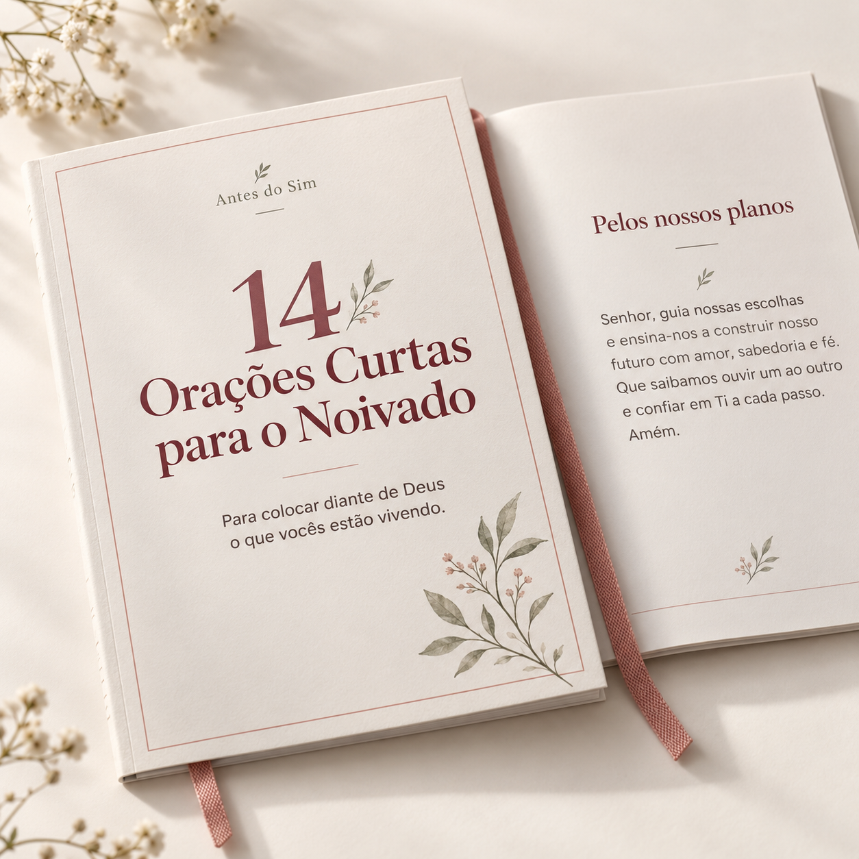 Cartão com uma oração curta aberta e legível