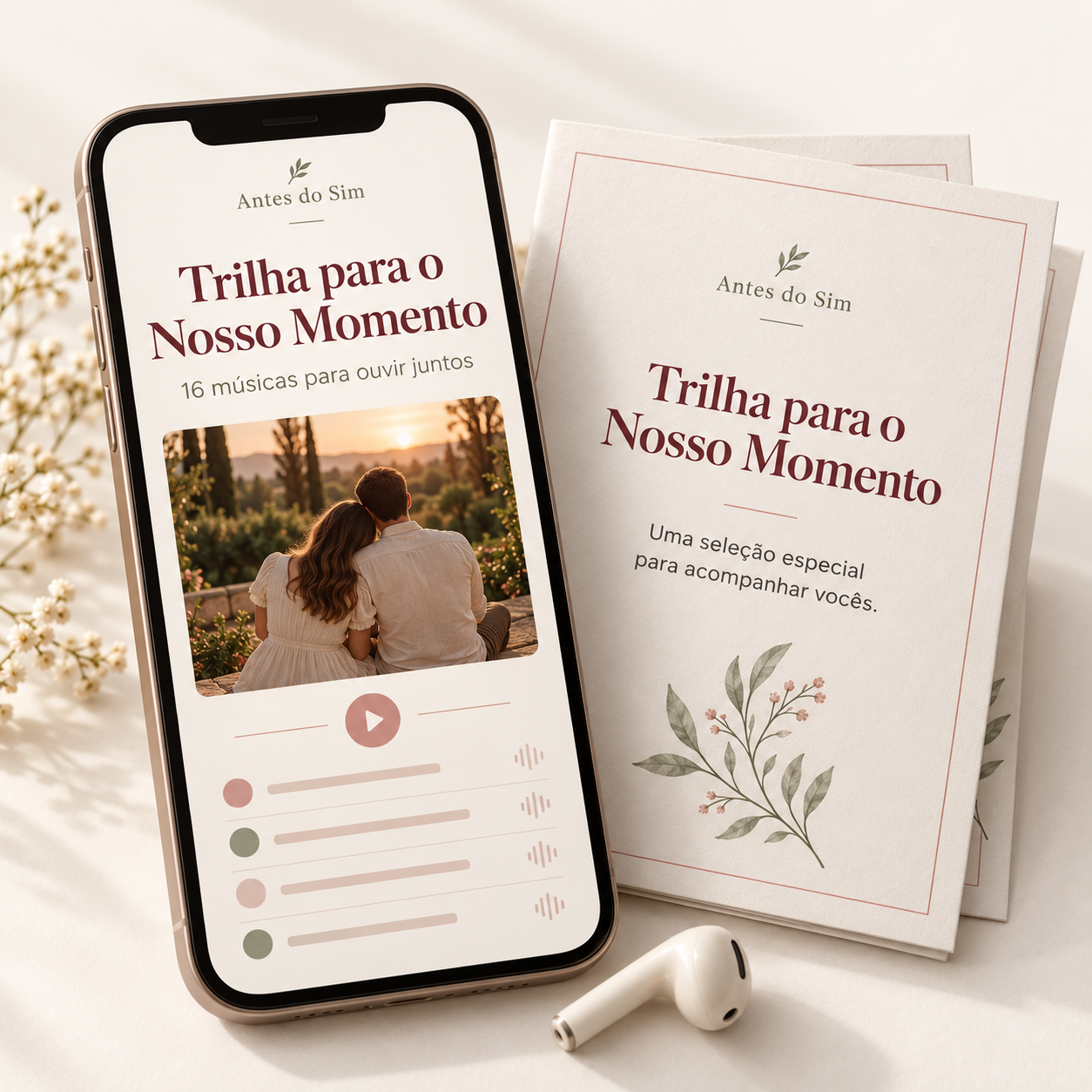 Tela de celular com as quatro seleções de música organizadas
